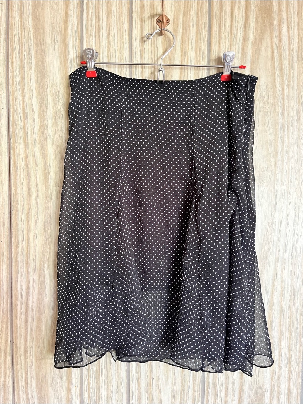 GenX Black White Polka Dot Chiffon Ruffled Layered Midi Skirt Made in Canada M